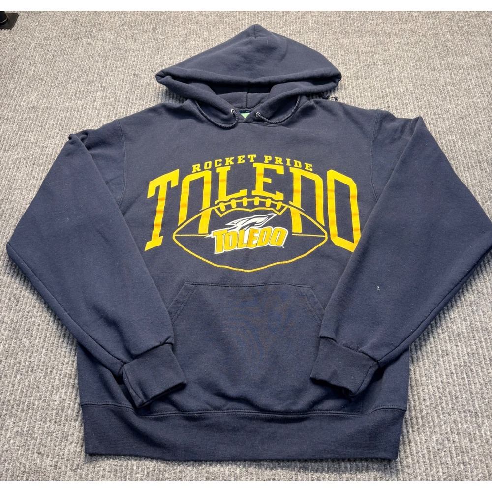 Champion University of Toledo Rockets Hoodie Navy Blue Football Graphic Small